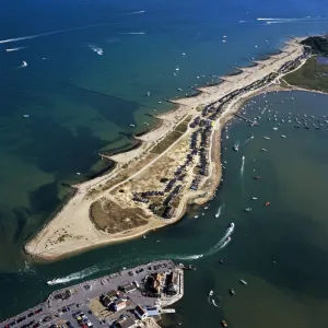 Aerial view - Groynes, Hengistbury Head, Christchurch Harbour, Dorset DW1958