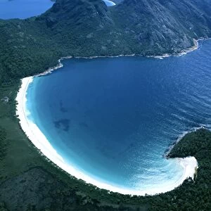 Aerial - Wineglass Bay and the Hazards Freycinet National Park, Tasmania, Australia JPF49185