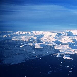 Antarctica - aerial view of Hughes Bay and west side of Antarctic Peninsula - Gerlache Strait in foreground and the peninsula in background AU-869