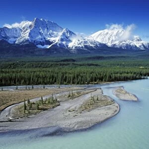 Athabasca River and Rocky Mountains - Jasper National Park - Canada - Alberta