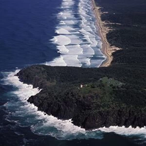 Australia - aerial of Double Island Point and Teewah Beach Cooloolah Section, Great Sandy National Park, Queensland