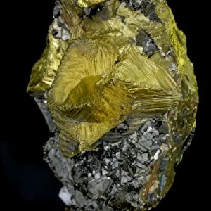Chalcopyrite with Sphalerite - Peru - Anticona Mine - Morococha District - Yauli Province - Junin Department - Chalcopyrite (yellow) is the main ore of copper - Sphalerite the main ore of Zinc