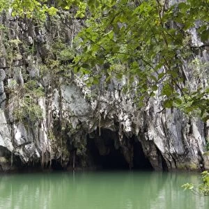 Entry to a cave that features a limestone karst mountain landscape with an 8. 2 km. navigable underground river - supposedly the longest navigable underground river in the world - a World Heritage Site in the the Puerto Princesa Subterranean River