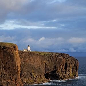 Esha Ness cliffs and lighthouse along cliffs edge - Shetland Islands - Scotland