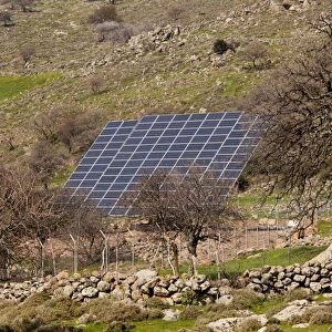 Extensive solar panel arrays in the countryside of west Lesvos (Lesbos) - Greece