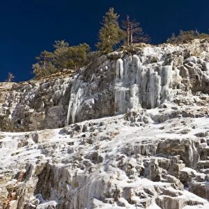 Frozen waterfall in the Santa Catalina mountains, Tucson, Arizona, USA