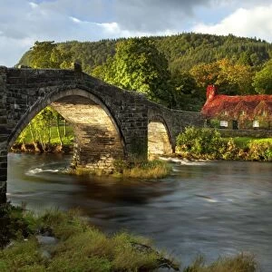 Llanrwst Bridge crossing over the River Conwy - September - North Wales - UK