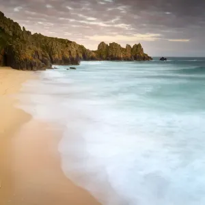 Logan Rock and Pedn Vounder Beach - Sunset - Cornwall - UK Logan Rock and Pedn Vounder Beach - Sunset - Cornwall - UK