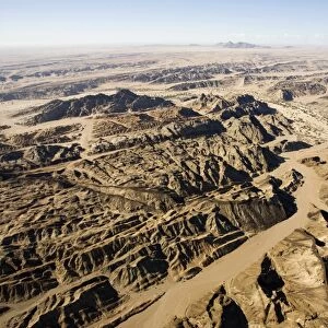 The Moon Valley from the air - landscape showing folded marbles gneisses and doerite dykes - from the 500 million year metamorphism of the Damaran rocks - Damaran orogeny - Namib Desert - Namibia - Africa