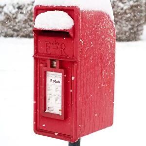 Post Box - in winter snow - UK Manipulaion: cleaned rust away from post box / enhanced colours / added snow etc