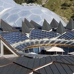PV / photo volatic panels on roof Eden Project St Austell Cornwall UK