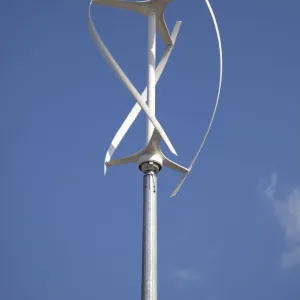 QR5 Quiet Revolution vertical axis Wind Turbine - in shopping precinct - Evesham - Worcestershire - UK