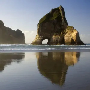 Rocky Islands - by powerful surf sculpted rock islands with caves and arches at Wharariki beach in last evening light Wharariki Beach, Golden Bay, Nelson District, South Island, New Zealand Rocky Islands - by powerful surf sculpted rock islands with caves and arches at Wharariki beach in last evening light Wharariki Beach, Golden Bay, Nelson District, South Island, New Zealand