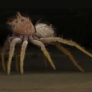 Scanning Electron Micrograph (SEM): Jumping Spider, Magnification x 65 (A4 size: 29. 7 cm width) Scanning Electron Micrograph (SEM): Jumping Spider, Magnification x 65 (A4 size: 29. 7 cm width)