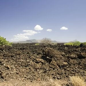 Shitani lava flow with Chyulu Hills behind. Tsavo West National Park - Kenya - East Africa