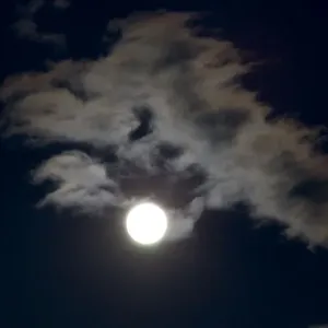 Siilhouette of clouds at night - backlit by new moon UK