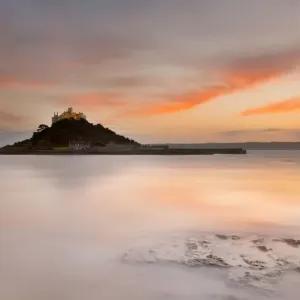 St Michael's Mount - from the beach at Marazion - at sunset - Cornwall St Michael's Mount - from the beach at Marazion - at sunset - Cornwall