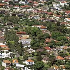 Suburb of Vaucluse aerial, with Macquarie Lighthouse beyond, Sydney, New South Wales, Australia JPF46784