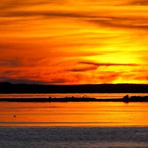 Sunset over the sea, North Uist, Outer Hebrides, Scotland, UK
