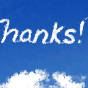 "Thanks!" - written in the clouds Manipulated image