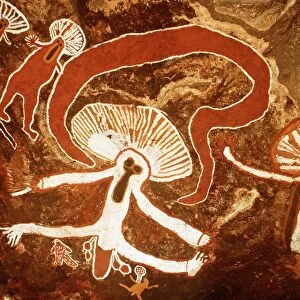 W. Australia, Aboriginal Cave Paintings - Napier Range, Dog Cave area - Wandijna Man Figures AU 325