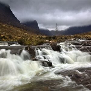 Waterfall at Russel Burn in moody conditions - Bealach na ba - Wester Ross - Scotland