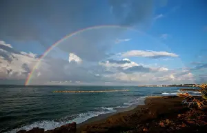 Mediterranean Prints: 180 degree rainbow after early morning storm - Paphos - Cyprus - April