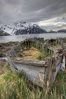 Abandoned wooden rowing boat, Southern Atlantic