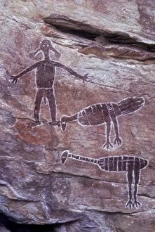 Aboriginal Rock Art - Emu - Brush turkey and Spirit Figures