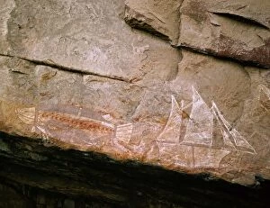 Aborigine Gallery: Aboriginal Rock Paintings: X-ray style of fish