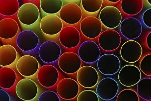 Straw Gallery: Abstract of ends of multicolored drinking