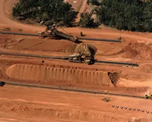 Aerial - Bauxite mining used in aluminium manufacture Weipa, Cape York, Queensland, Australia JPF52276