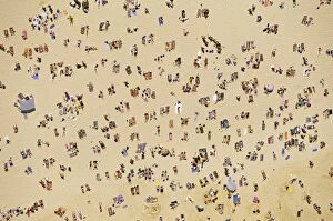 Crowd Gallery: Aerial - Beachgoers, Bondi Beach on a fine day