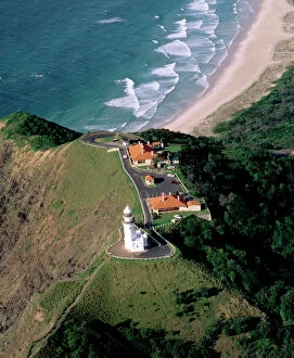 Lighthouse Collection: Aerial - Byron Bay lighthouse from the air New South Wales, Australia JPF48934