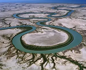 Meandering Prints: Aerial - Gin Arm Creek, oxbows (meanders) Gulf of Carpentaria