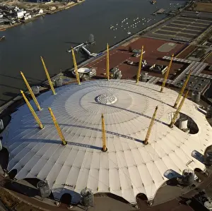 Aerial image of London, England, UK: Millennium Dome and the River Thames, Greenwich Peninsula, South East London
