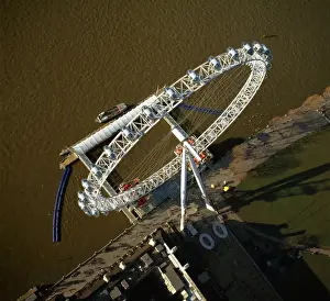 Aerial image of London, England, UK: Millennium Wheel (London Eye), western end of Jubilee Gardens, on the South Bank of the River Thames