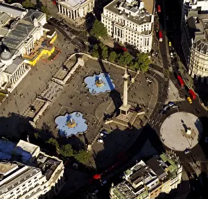 Town Prints: Aerial image of London, England, UK: Trafalgar Square, Nelson column