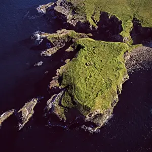 Seashore Prints: Aerial image of Scotland, UK: Brough of Deerness