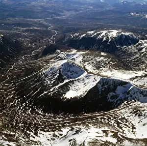 Bird View Prints: Aerial image of Scotland, UK: Cairn Toul (Hill of the barn) of The Cairngorms