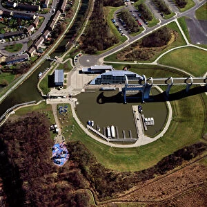 Town Collection: Aerial image of Scotland, UK: The Falkirk Wheel, Falkirk, Scotland