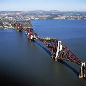 North Sea Prints: Aerial image of Scotland, UK: The Forth Bridge (Forth Rail Bridge or Forth Railway Bridge)
