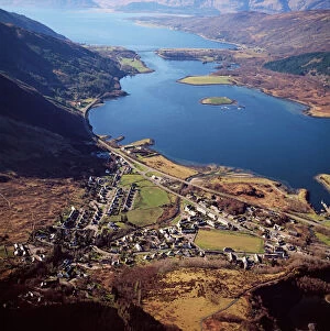 Aerial image of Scotland, UK: the village of Ballachulish