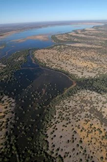 Images Dated 4th September 2004: Aerial of Lake Ngami Botswana Africa