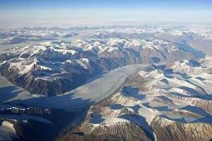 Images Dated 24th September 2007: Aerial of mountains & glacier - South East coast of Greenland