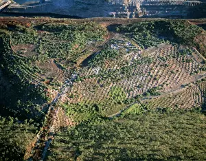 Rehabilitation Prints: Aerial - Resurfacing and replanting former open-cut iron mine aerial