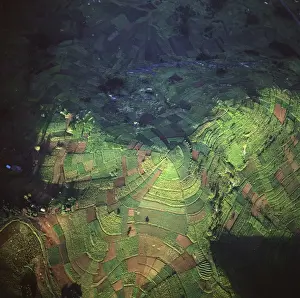 Central Africa Prints: Aerial - Rwanda - Africa - Intensive agriculture on Virunga foothills