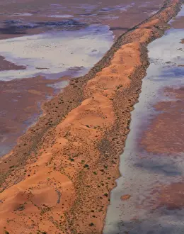 Aerial: sand dunes after flood, southern limit near Birdsville Simpson Desert, South Australia JPF41510