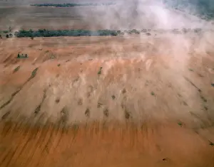 Wind Prints: Aerial - Top soil erosion: blown away by wind Murray River basin, Australia JPF49338