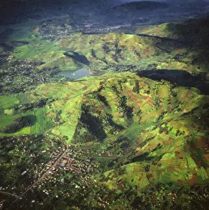 Damage Prints: Aerial view of East Africa: Intensive agriculture in Rwanda